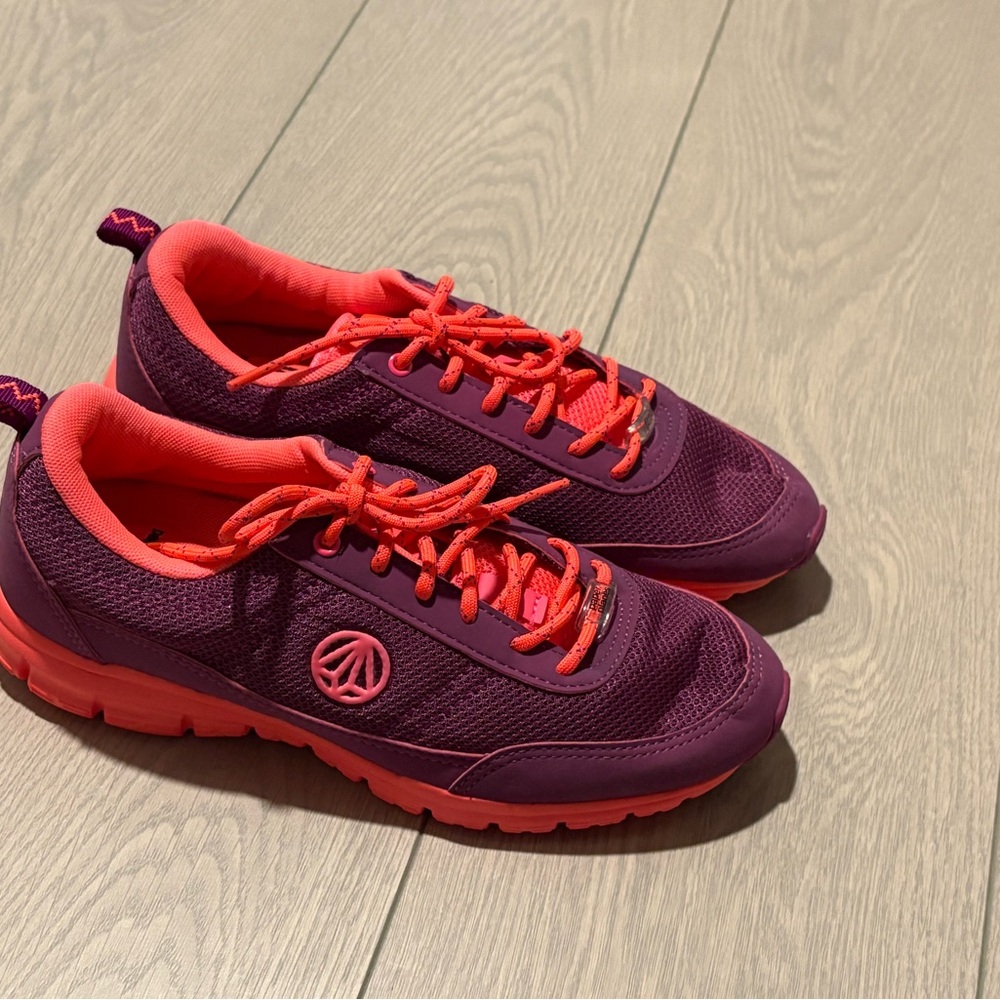 Purple and Red Athletic Shoes with Low-Top Design